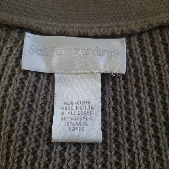 Soft Surroundings Womens Wool Blend Short Sleeve Toupe Knit Cardigan Size Large - Picture 4 of 6